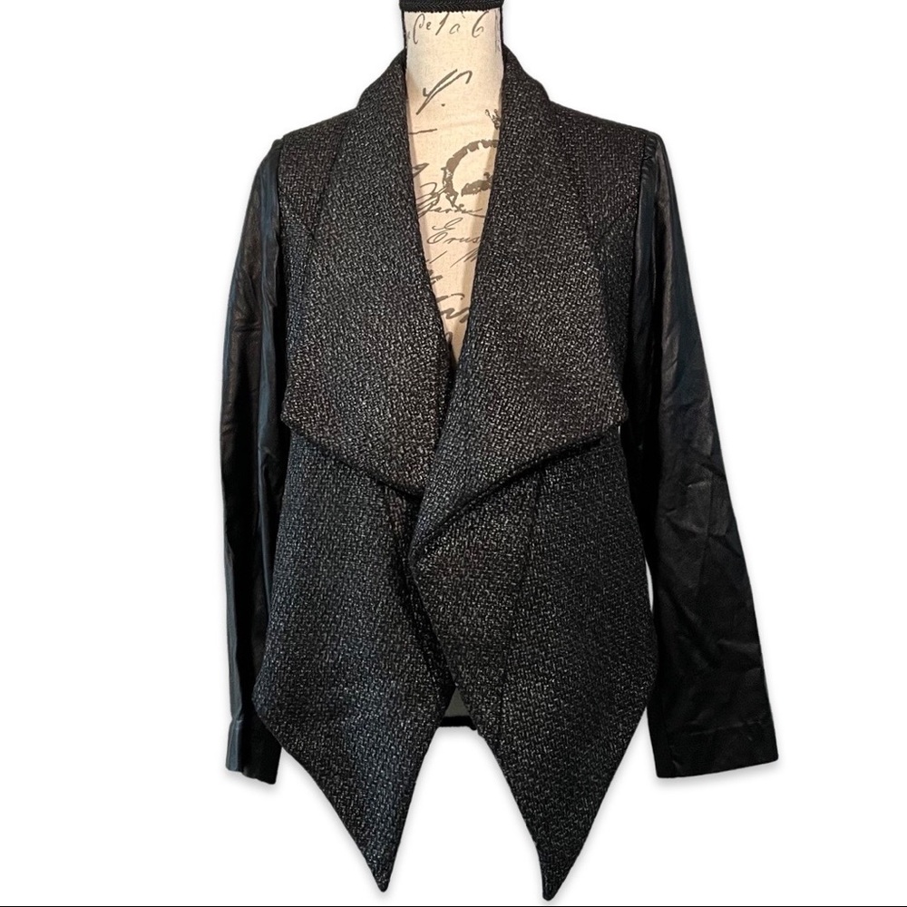 Alberto Makali Black with Silver Paint Accents Tweed Blazer Jacket - M